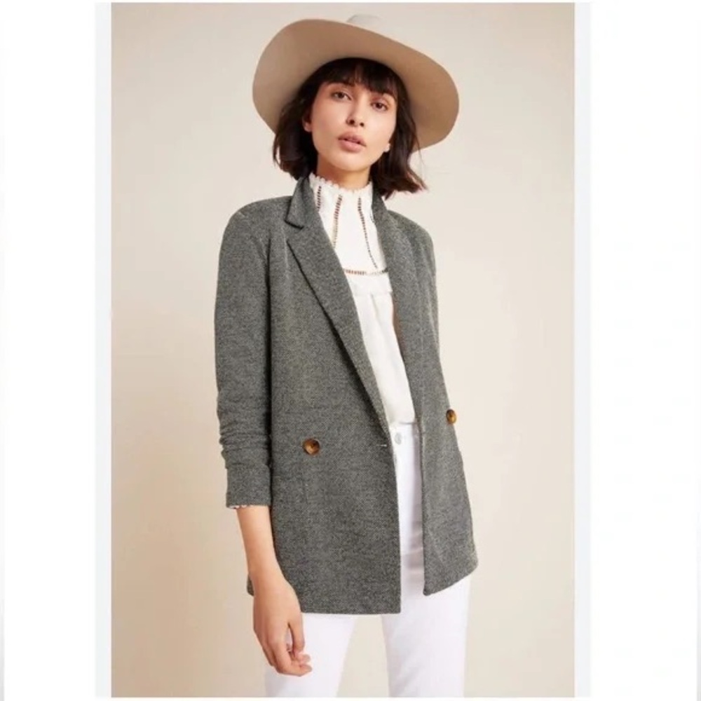 DANIEL RAINN Anthropologie Cambridge Knit Double Breasted Blazer